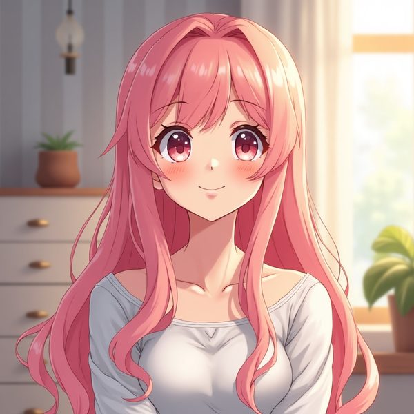 Dziewczyna AI w stylu anime o różowych włosach — przykład postaci